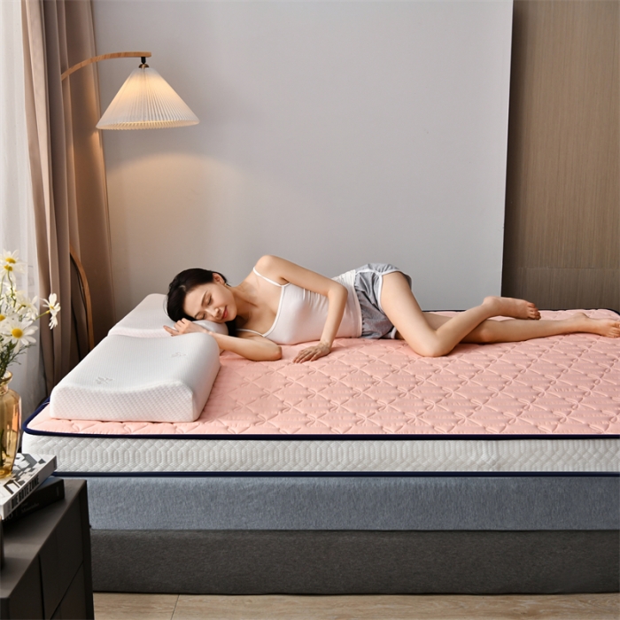 91家纺网 家纺一手货源 找家纺 鑫钰 2023新款成人蝴蝶结立体床垫 香妃粉