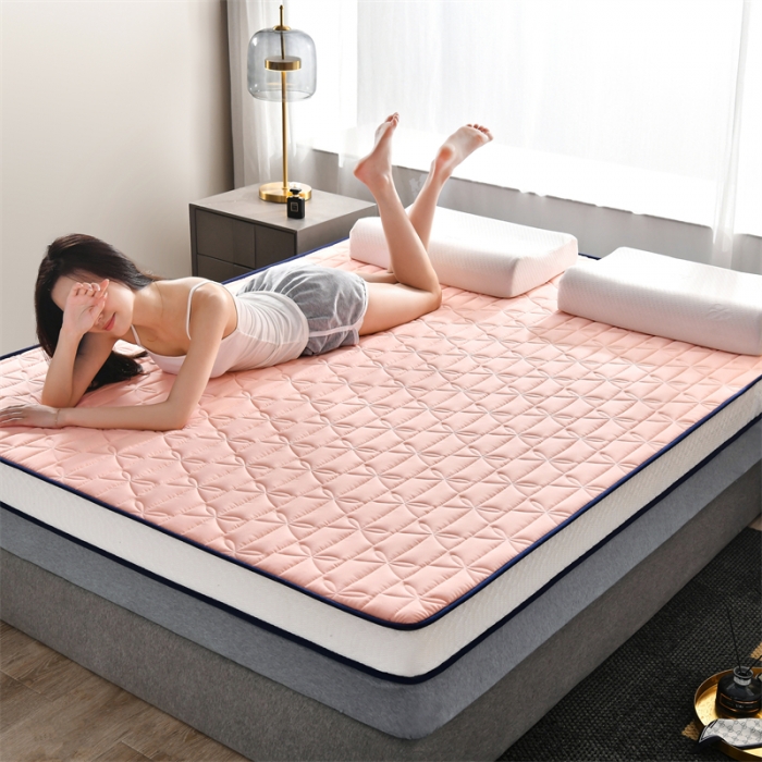 91家纺网 家纺一手货源 找家纺 鑫钰 2023新款成人蝴蝶结立体床垫 香妃粉