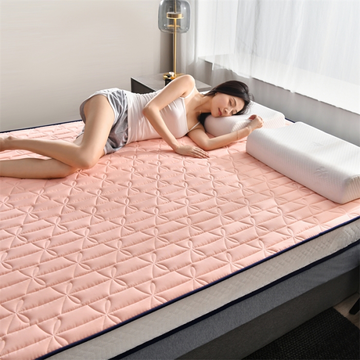 91家纺网 家纺一手货源 找家纺 鑫钰 2023新款成人蝴蝶结立体床垫 香妃粉