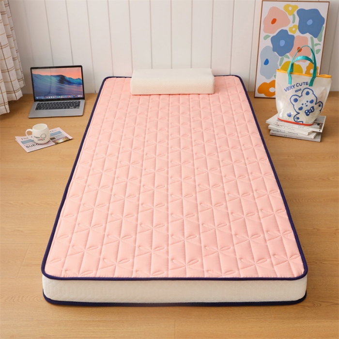 91家纺网 家纺一手货源 找家纺 鑫钰 2023新款学生蝴蝶结立体床垫 香妃粉