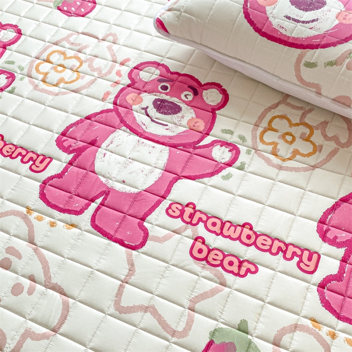 91家纺网 家纺一手货源 找家纺 鑫钰 2023新款迪士尼长绒棉床笠罩 草莓熊