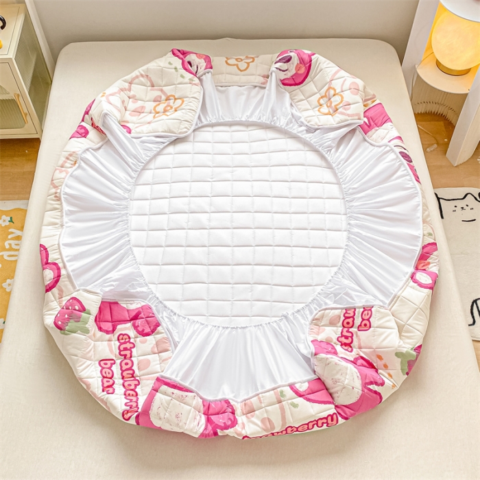 91家纺网 家纺一手货源 找家纺 鑫钰 2023新款迪士尼长绒棉床笠罩 草莓熊