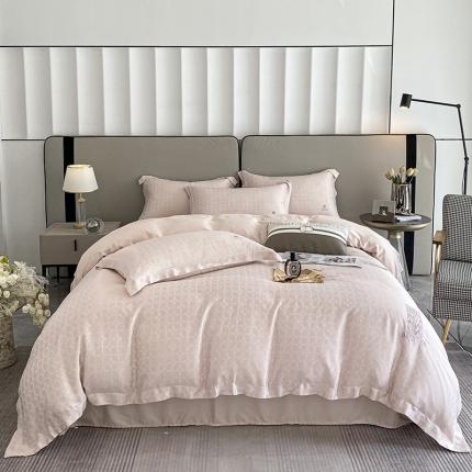 91家纺网 家纺一手货源 找家纺 博纳家纺 2022新款莱赛尔纤维刺绣四件套-城市恋人 香槟金