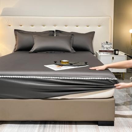 91家纺网 家纺一手货源 找家纺 A类50支贡缎全棉床笠单件防尘保护套全包纯棉床罩 梵克-雪月白