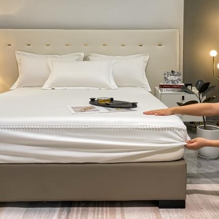 91家纺网 家纺一手货源 找家纺 A类50支贡缎全棉床笠单件防尘保护套全包纯棉床罩 梵克-雪月白