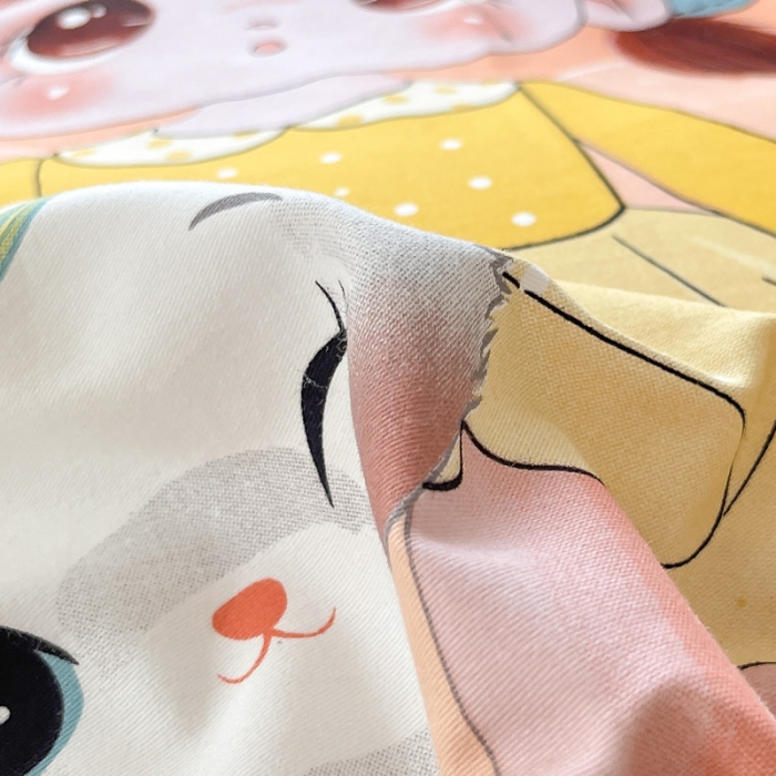 91家纺网 家纺一手货源 找家纺 金爱家 2023新款大版卡通磨毛四件套 花季女孩-粉