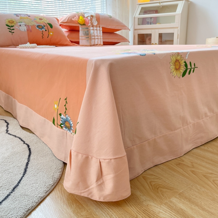 91家纺网 家纺一手货源 找家纺 金爱家 2023新款大版卡通磨毛四件套 花季女孩-粉