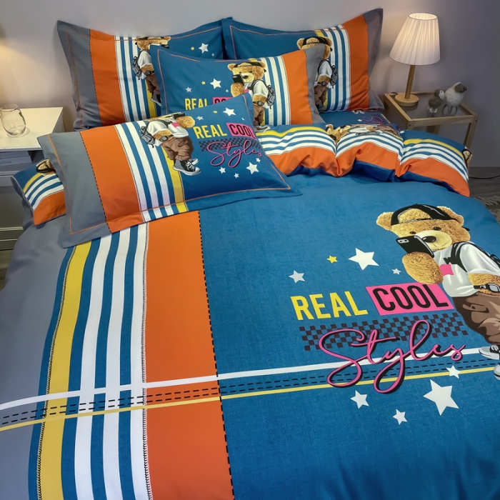 91家纺网 家纺一手货源 找家纺 金爱家 2023新款大版卡通磨毛四件套 欢乐颂