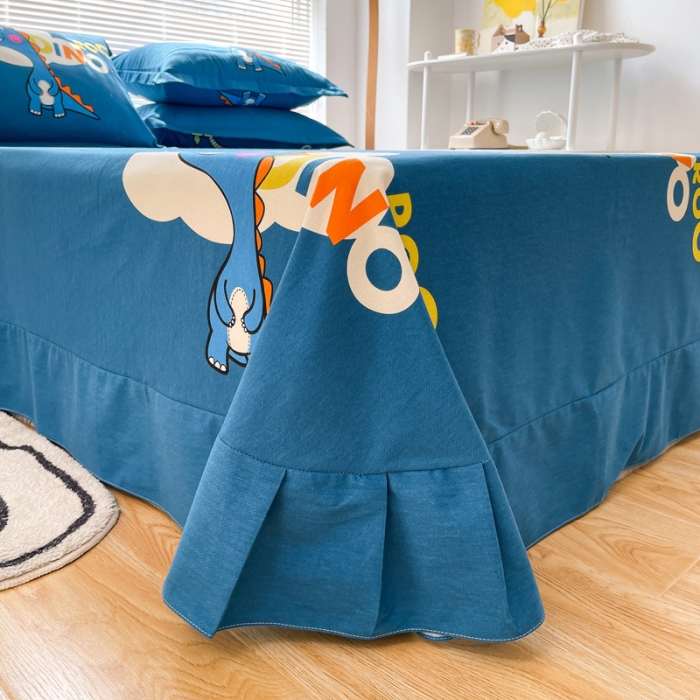 91家纺网 家纺一手货源 找家纺 金爱家 2023新款大版卡通磨毛四件套 恐龙森林