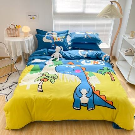 金爱家 2023新款大版卡通磨毛四件套 恐龙森林