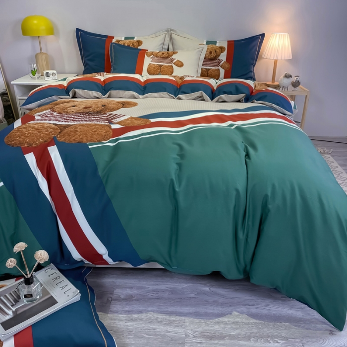 91家纺网 家纺一手货源 找家纺 金爱家 2023新款大版卡通磨毛四件套 甜心熊