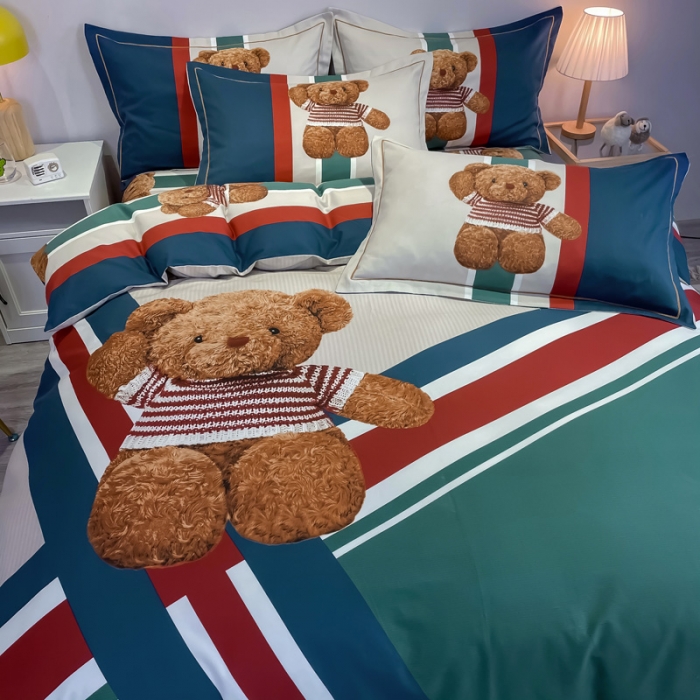 91家纺网 家纺一手货源 找家纺 金爱家 2023新款大版卡通磨毛四件套 甜心熊