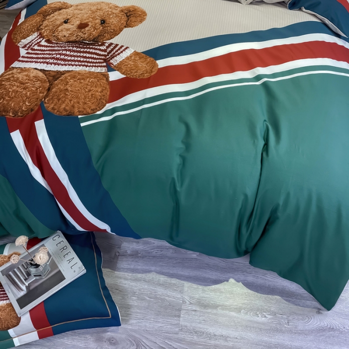 91家纺网 家纺一手货源 找家纺 金爱家 2023新款大版卡通磨毛四件套 甜心熊