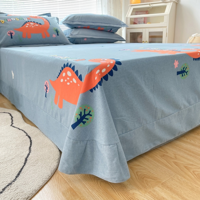 91家纺网 家纺一手货源 找家纺 金爱家 2023新款大版卡通磨毛四件套 中华恐龙