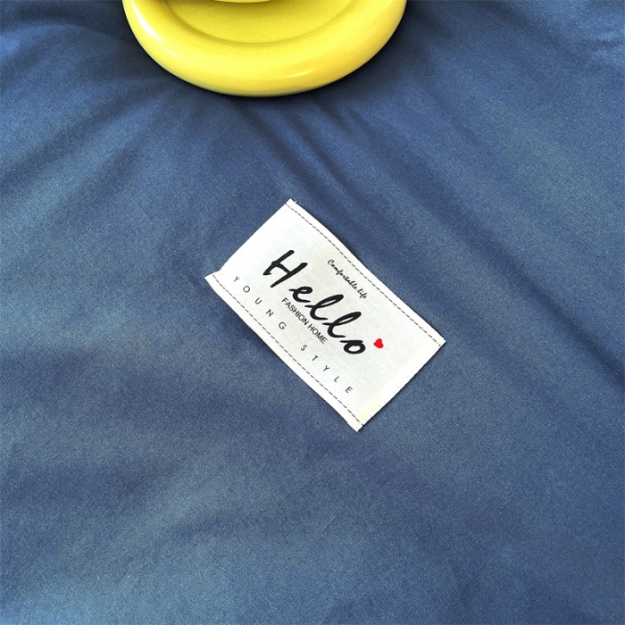 91家纺网 家纺一手货源 找家纺 798家纺 2022新款纯色全棉水洗棉单品被套 牛仔蓝+杏黄