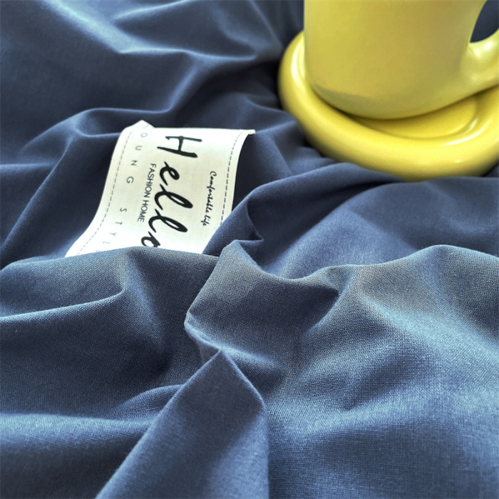 91家纺网 家纺一手货源 找家纺 798家纺 2022新款纯色全棉水洗棉单品被套 牛仔蓝+杏黄