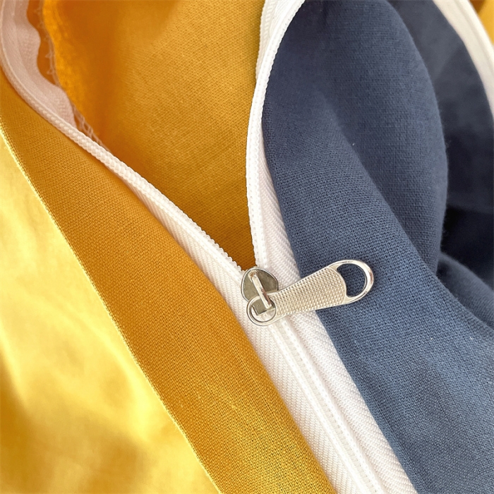 91家纺网 家纺一手货源 找家纺 798家纺 2022新款纯色全棉水洗棉单品被套 牛仔蓝+杏黄