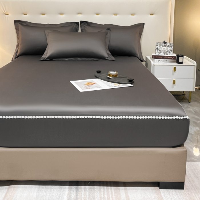 91家纺网 家纺一手货源 找家纺 A类50支贡缎全棉床笠单件防尘保护套全包纯棉床罩 梵克-帝王灰