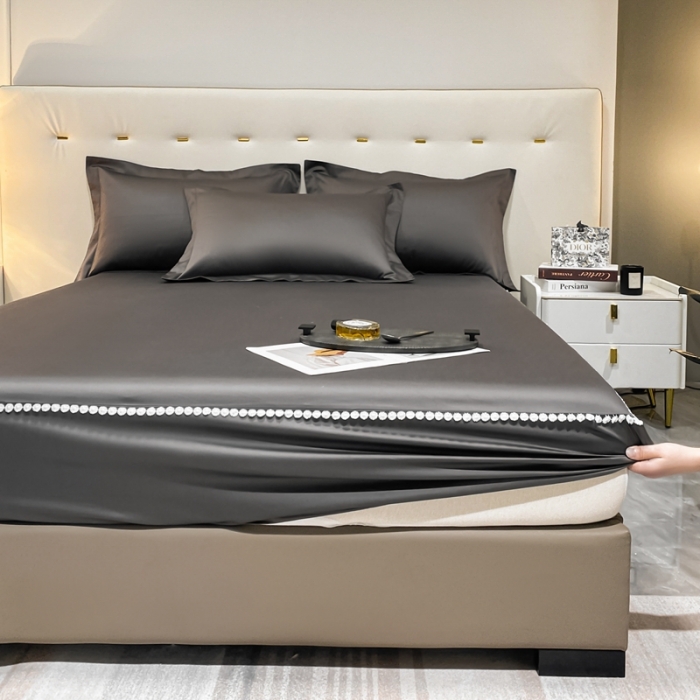 91家纺网 家纺一手货源 找家纺 A类50支贡缎全棉床笠单件防尘保护套全包纯棉床罩 梵克-帝王灰