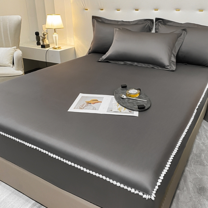 91家纺网 家纺一手货源 找家纺 A类50支贡缎全棉床笠单件防尘保护套全包纯棉床罩 梵克-帝王灰