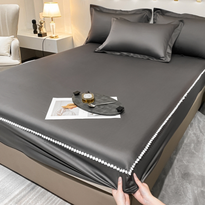 91家纺网 家纺一手货源 找家纺 A类50支贡缎全棉床笠单件防尘保护套全包纯棉床罩 梵克-帝王灰