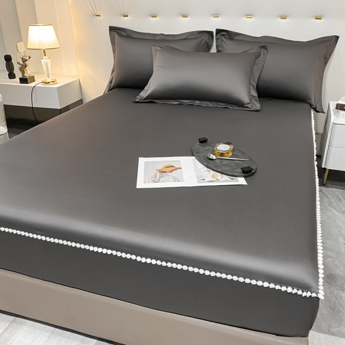 91家纺网 家纺一手货源 找家纺 A类50支贡缎全棉床笠单件防尘保护套全包纯棉床罩 梵克-帝王灰