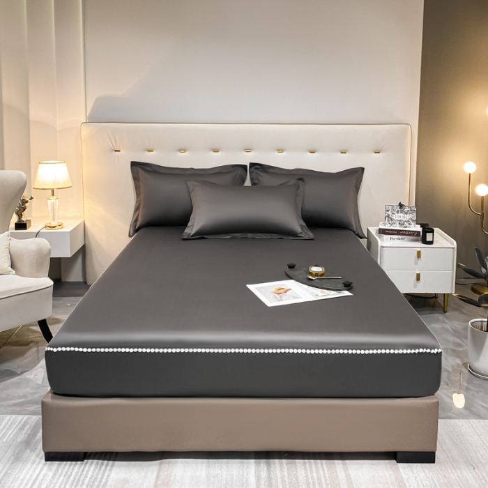 91家纺网 家纺一手货源 找家纺 A类50支贡缎全棉床笠单件防尘保护套全包纯棉床罩 梵克-帝王灰