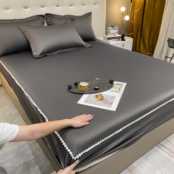 91家纺网 家纺一手货源 找家纺 A类50支贡缎全棉床笠单件防尘保护套全包纯棉床罩 梵克-帝王灰