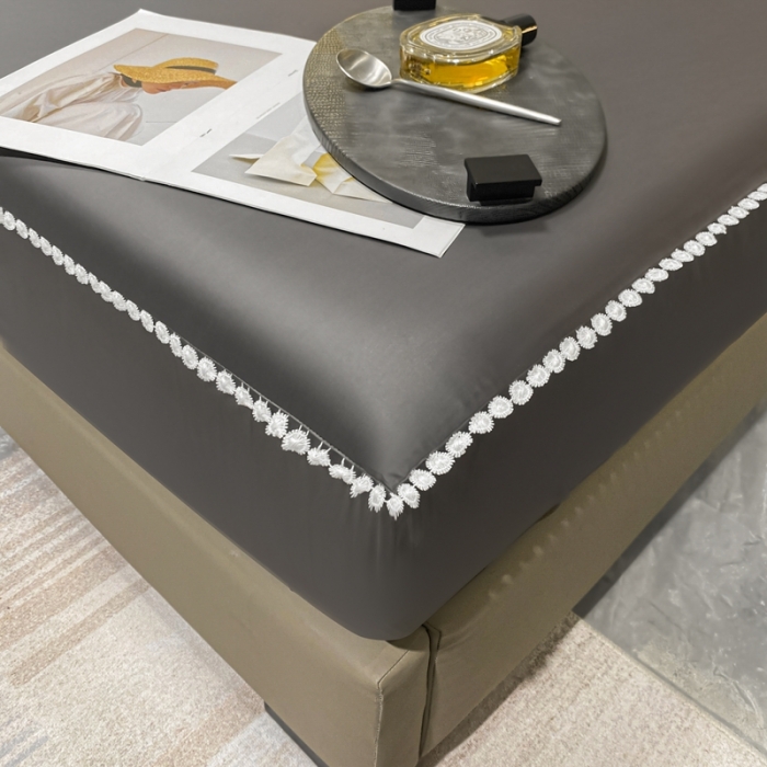 91家纺网 家纺一手货源 找家纺 A类50支贡缎全棉床笠单件防尘保护套全包纯棉床罩 梵克-帝王灰