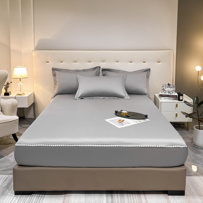 91家纺网 家纺一手货源 找家纺 A类50支贡缎全棉床笠单件防尘保护套全包纯棉床罩 梵克-典雅灰