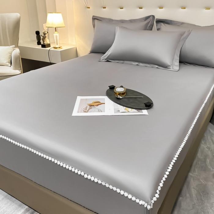 91家纺网 家纺一手货源 找家纺 A类50支贡缎全棉床笠单件防尘保护套全包纯棉床罩 梵克-典雅灰