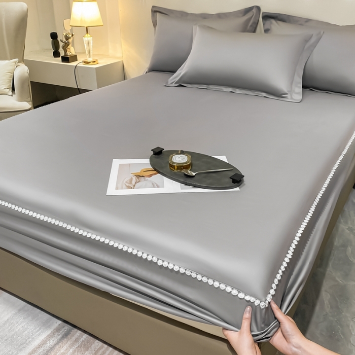 91家纺网 家纺一手货源 找家纺 A类50支贡缎全棉床笠单件防尘保护套全包纯棉床罩 梵克-典雅灰