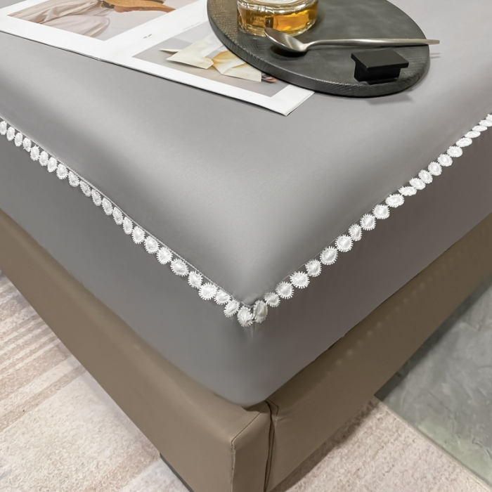 91家纺网 家纺一手货源 找家纺 A类50支贡缎全棉床笠单件防尘保护套全包纯棉床罩 梵克-典雅灰