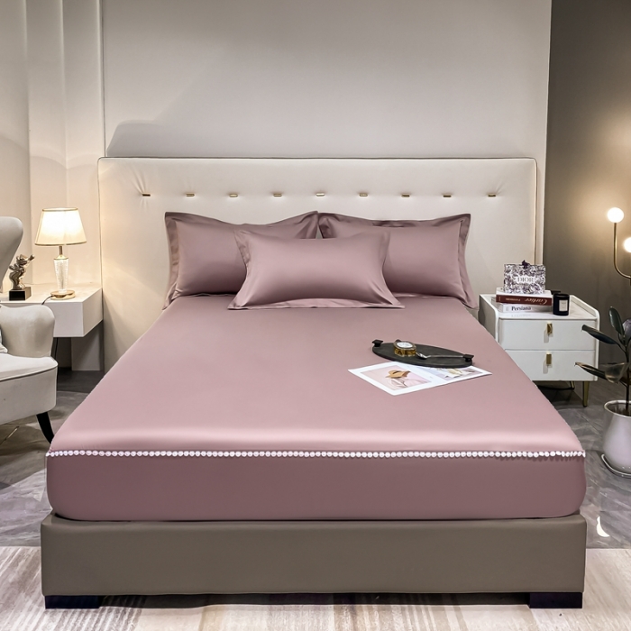 91家纺网 家纺一手货源 找家纺 A类50支贡缎全棉床笠单件防尘保护套全包纯棉床罩 梵克-香芋紫