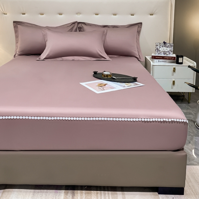 91家纺网 家纺一手货源 找家纺 A类50支贡缎全棉床笠单件防尘保护套全包纯棉床罩 梵克-香芋紫