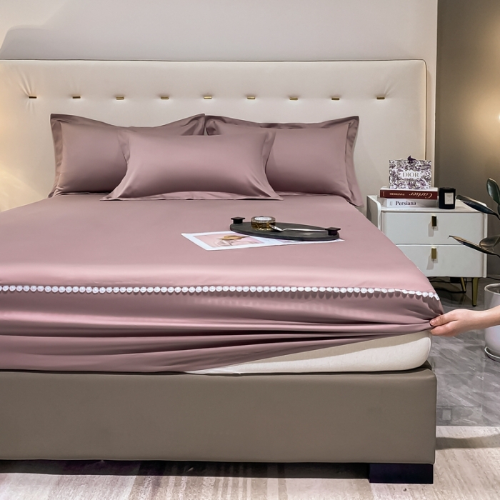 91家纺网 家纺一手货源 找家纺 A类50支贡缎全棉床笠单件防尘保护套全包纯棉床罩 梵克-香芋紫