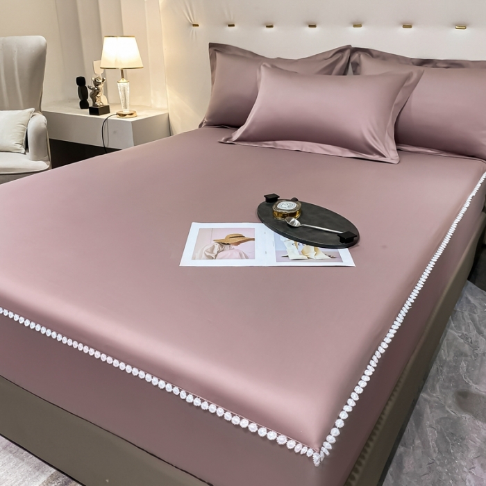 91家纺网 家纺一手货源 找家纺 A类50支贡缎全棉床笠单件防尘保护套全包纯棉床罩 梵克-香芋紫