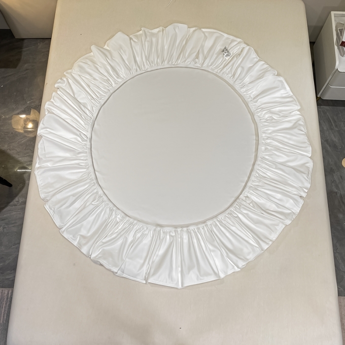 91家纺网 家纺一手货源 找家纺 A类50支贡缎全棉床笠单件防尘保护套全包纯棉床罩 梵克-雪月白