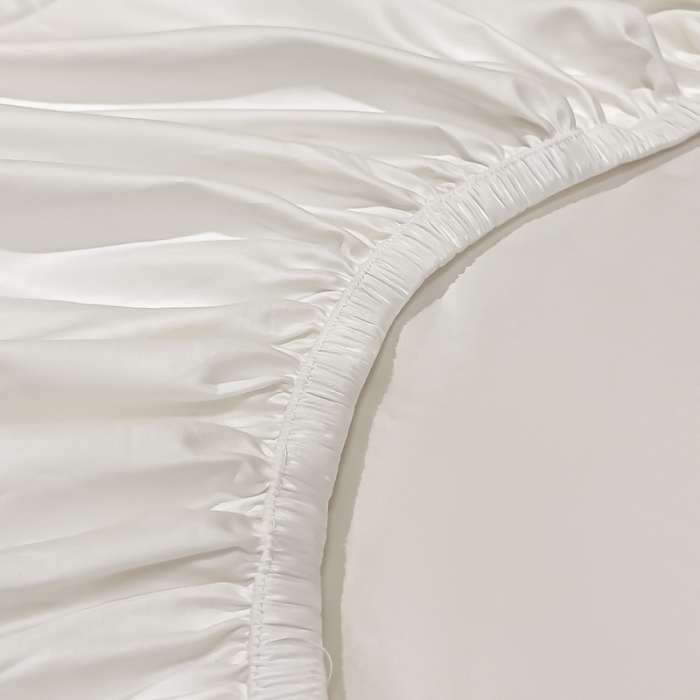 91家纺网 家纺一手货源 找家纺 A类50支贡缎全棉床笠单件防尘保护套全包纯棉床罩 梵克-雪月白