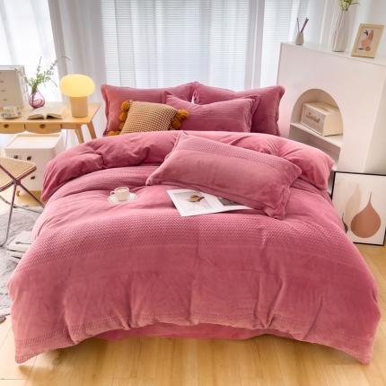 91家纺网 家纺一手货源 找家纺 锦罗绣 2024新款230克牛奶绒烂花四件套 提花-豆沙