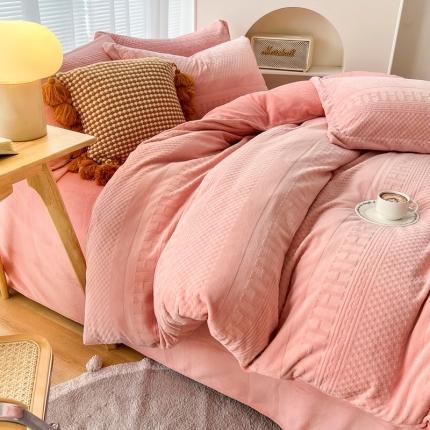 锦罗绣 2024新款230克牛奶绒烂花四件套 H-玉