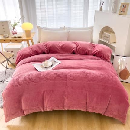 91家纺网 家纺一手货源 找家纺 锦罗绣 2024新款230克牛奶绒烂花单品被套 提花-豆沙