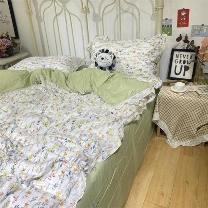 91家纺网 家纺一手货源 找家纺 （总）棉生活 2022新款韩系花边碎花四件套