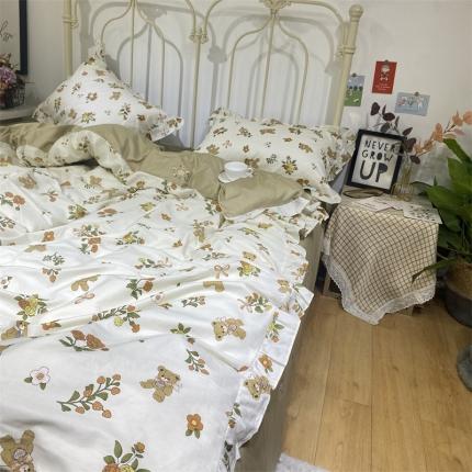 91家纺网 家纺一手货源 找家纺 （总）棉生活 2022新款韩系花边碎花四件套