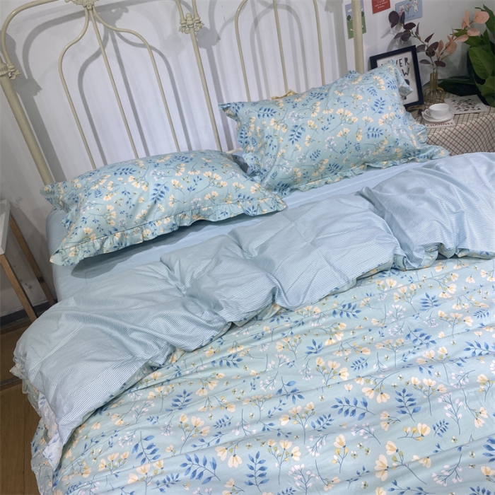 91家纺网 家纺一手货源 找家纺 棉生活 2022新款韩系花边碎花四件套 别样情怀