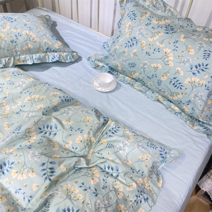 91家纺网 家纺一手货源 找家纺 棉生活 2022新款韩系花边碎花四件套 别样情怀