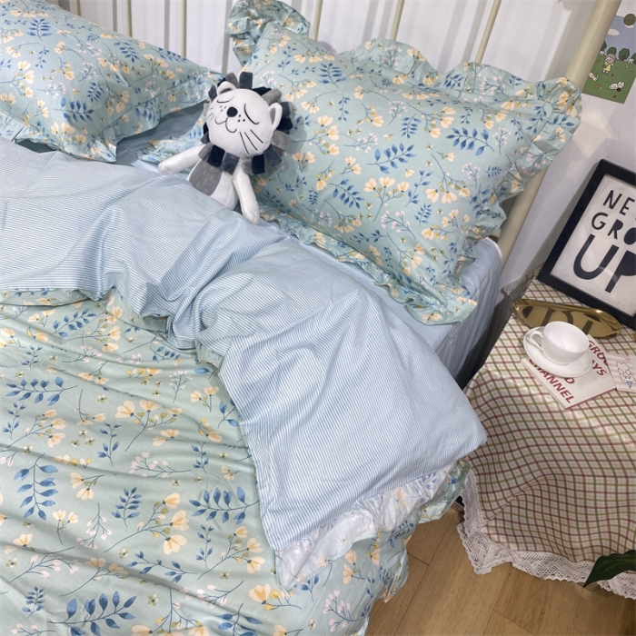 91家纺网 家纺一手货源 找家纺 棉生活 2022新款韩系花边碎花四件套 别样情怀