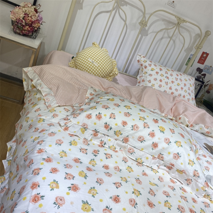 91家纺网 家纺一手货源 找家纺 棉生活 2022新款韩系花边碎花四件套 花香半语