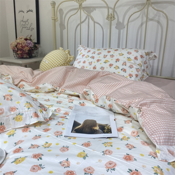 91家纺网 家纺一手货源 找家纺 棉生活 2022新款韩系花边碎花四件套 花香半语