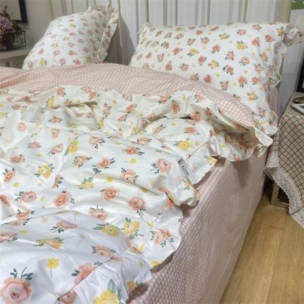 棉生活 2022新款韩系花边碎花四件套 花香半语